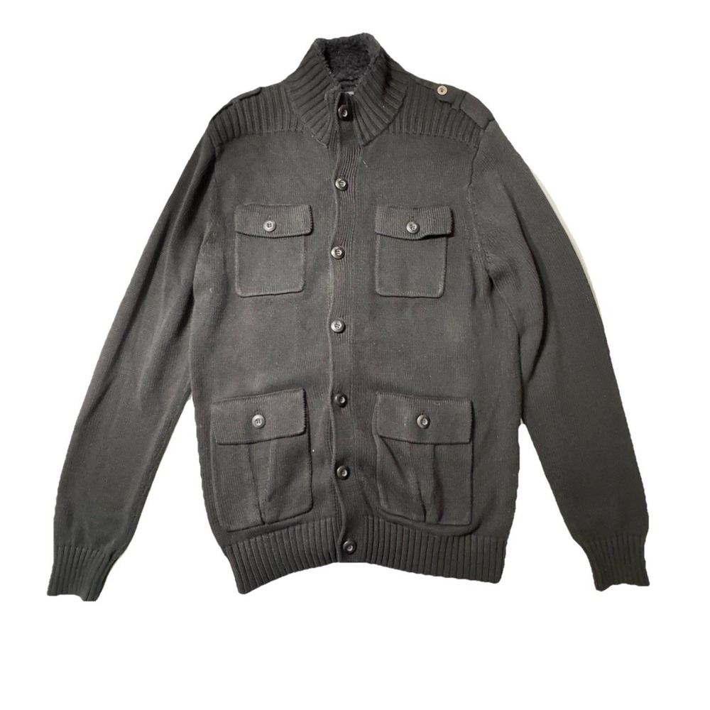 * BKE Buckle Men's XL Long Sleeve Button  Military Field Cardigan Sweater Jacket